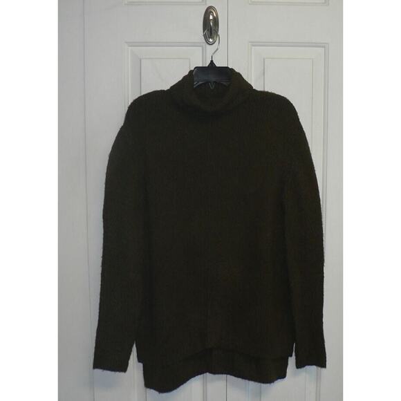 Sweet Romeo Abstract Rib Hi-Low Turtleneck Tunic Sweater in Green Small MSRP $58 - Picture 3 of 5